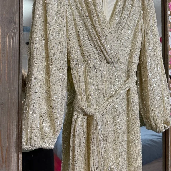 Silver and Champagne Jumpsuit sz M